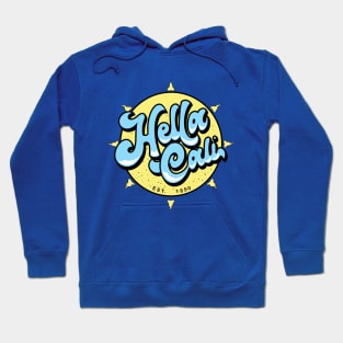 Hella Cali Yellow Sun Blue Lettering Logo Hoodie